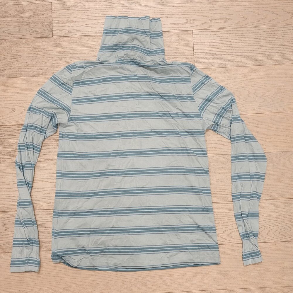 J. Crew Green Striped Tissue Turtleneck Shirt